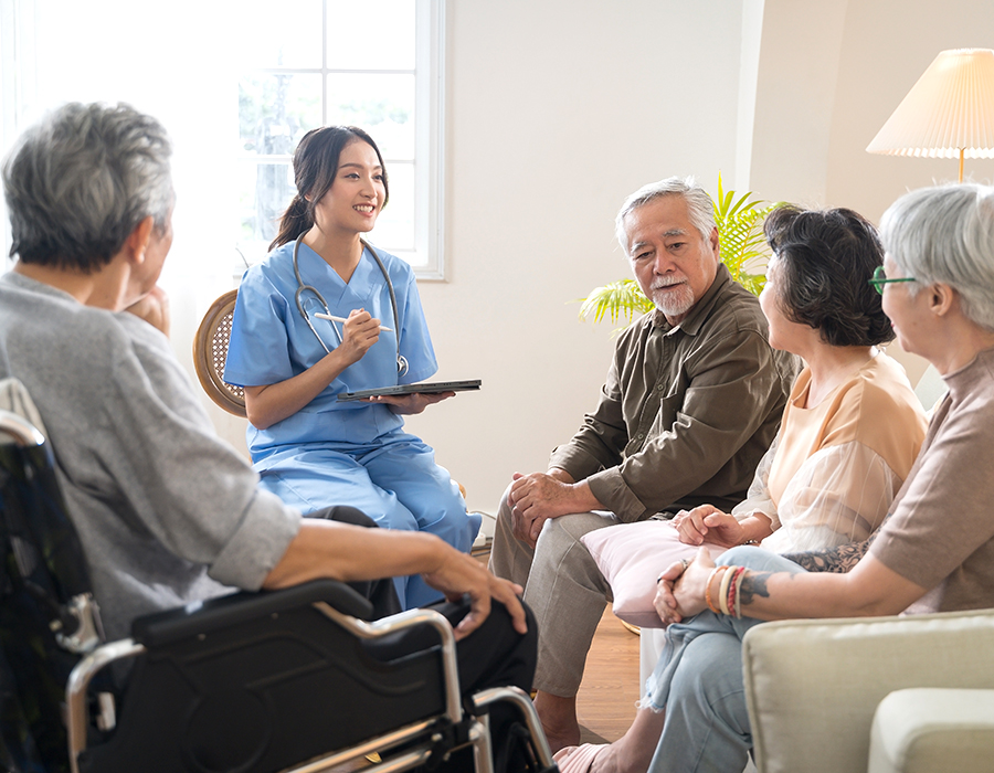 Care workers is providing live-in care to a physically disabled senior